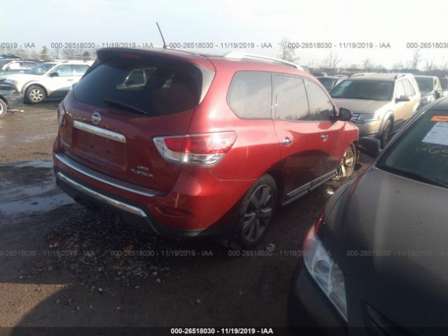 5N1AR2MM9FC668661 - 2015 NISSAN PATHFINDER S/SV/SL/PLATINUM Red photo 4