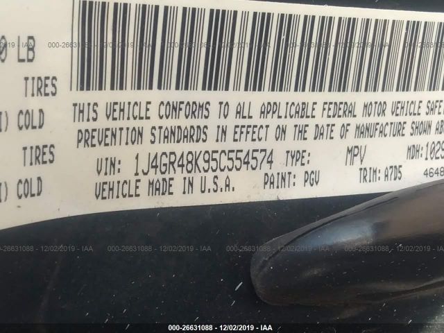 1J4GR48K95C554574 - 2005 JEEP GRAND CHEROKEE LAREDO/COLUMBIA/FREEDOM 绿色 照片 9