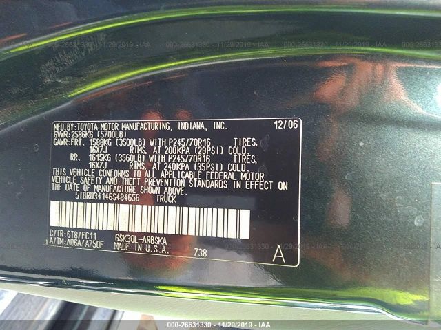 5TBRU34146S484656 - 2006 TOYOTA TUNDRA ACCESS CAB SR5 Green photo 9