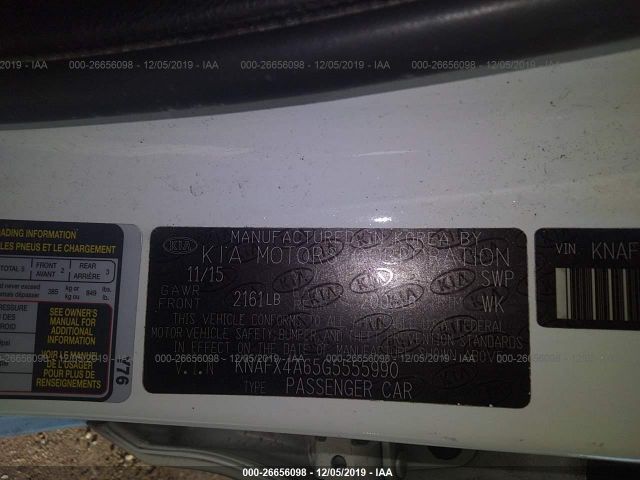 KNAFX4A65G5555990 - 2016 KIA FORTE LX Ağ foto 9