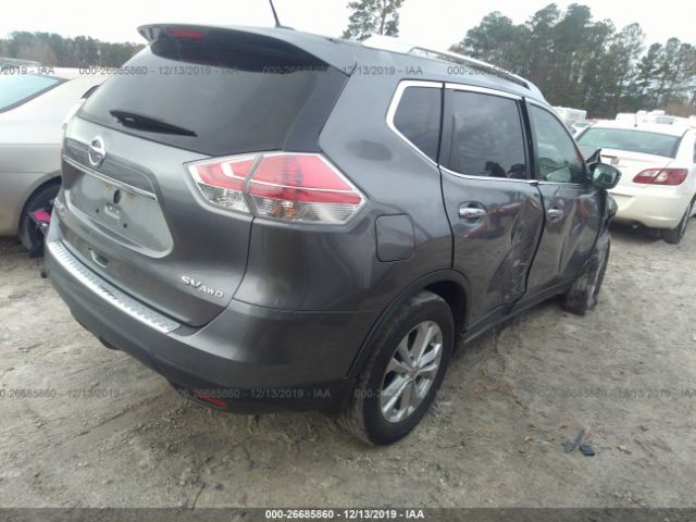 KNMAT2MV4GP624429 - 2016 NISSAN ROGUE S/SL/SV Gray photo 4