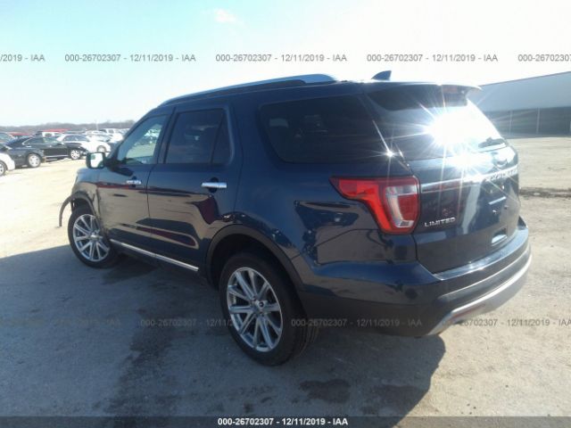 1FM5K8F86HGC93672 - 2017 FORD EXPLORER LIMITED Blue photo 3