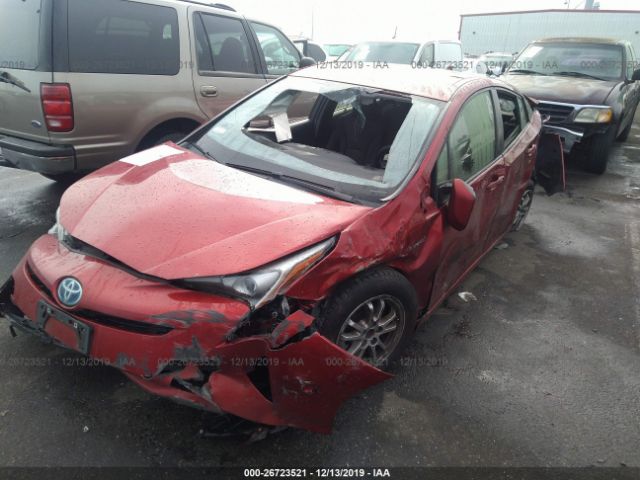 JTDKBRFU0H3542050 - 2017 TOYOTA PRIUS  Red photo 2