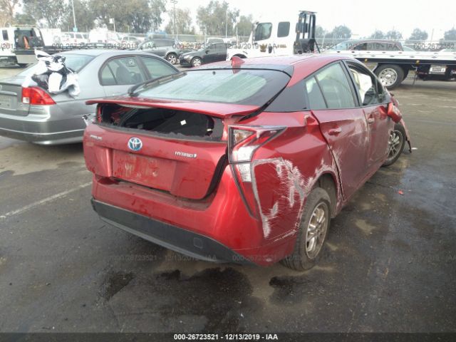 JTDKBRFU0H3542050 - 2017 TOYOTA PRIUS  Red photo 4