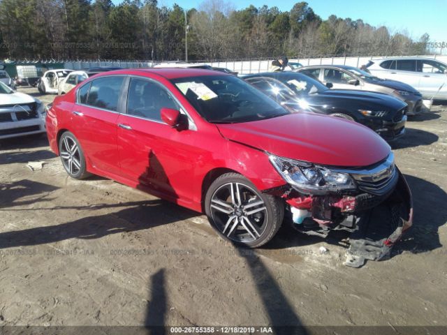 1HGCR2F56HA268690 - 2017 HONDA ACCORD SPORT Red photo 1