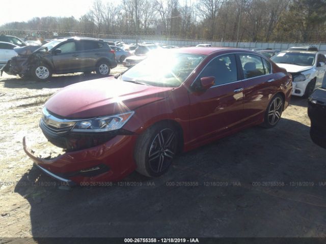 1HGCR2F56HA268690 - 2017 HONDA ACCORD SPORT Red photo 2