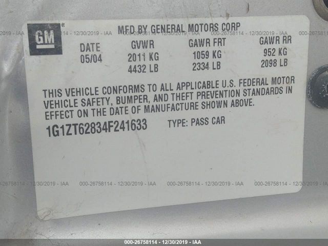 1G1ZT62834F241633 - 2004 CHEVROLET MALIBU MAXX LS Gray photo 9