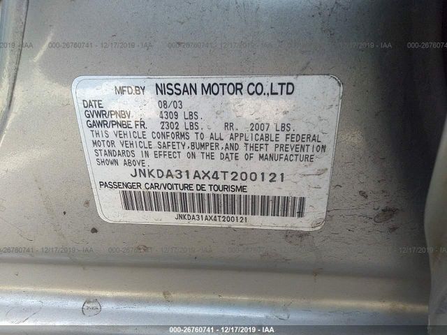 JNKDA31AX4T200121 - 2004 INFINITI I35  Gray photo 9