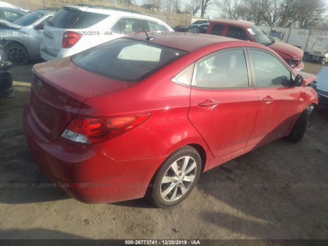 KMHCU4AE9DU461582 - 2013 HYUNDAI ACCENT GLS/SE Red photo 4