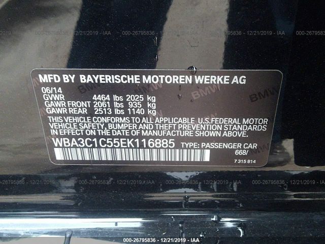 WBA3C1C55EK116885 - 2014 BMW 328 I SULEV Black photo 9