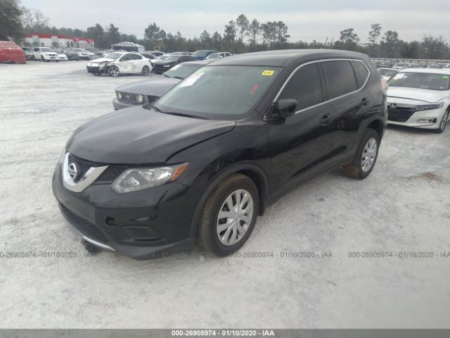 KNMAT2MT5GP722688 - 2016 NISSAN ROGUE S/SL/SV Black photo 2