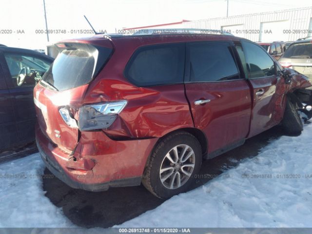 5N1AR2MM5EC661334 - 2014 NISSAN PATHFINDER S/SV/SL/PLATINUM Red photo 4