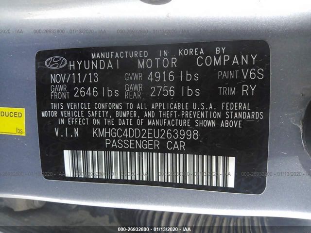 KMHGC4DD2EU263998 - 2014 HYUNDAI GENESIS 3.8L Light Blue photo 9