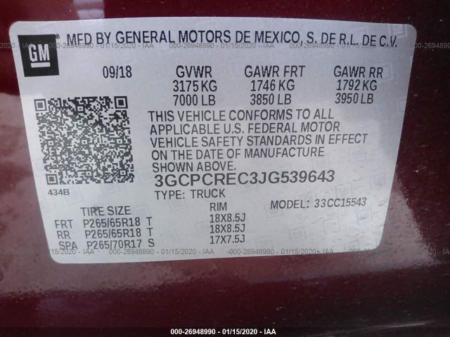 3GCPCREC3JG539643 - 2018 CHEVROLET SILVERADO C1500 LT Burgundy photo 9