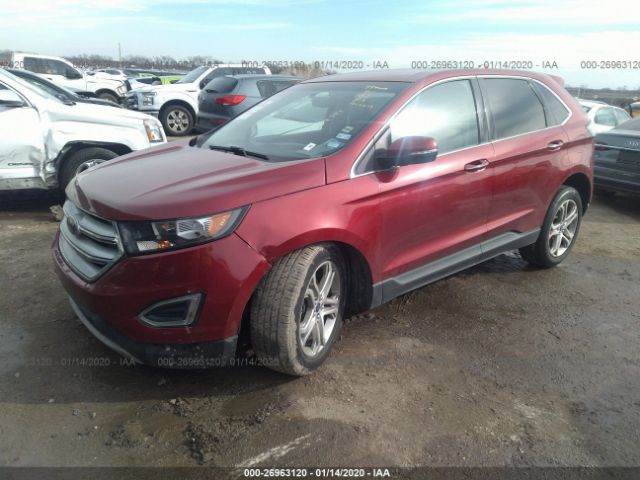 2FMTK3K91FBB43725 - 2015 FORD EDGE TITANIUM Red photo 2