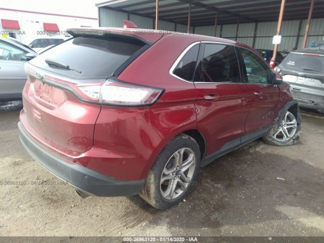 2FMTK3K91FBB43725 - 2015 FORD EDGE TITANIUM Red photo 4