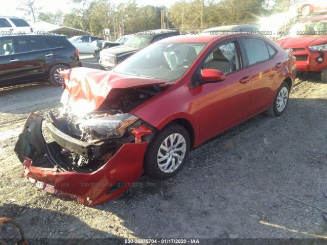 5YFBURHE5KP902265 - 2019 TOYOTA COROLLA L/LE/XLE/SE/XSE Red photo 2