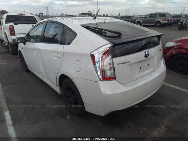 JTDKN3DU4C5480074 - 2012 TOYOTA PRIUS  White photo 3