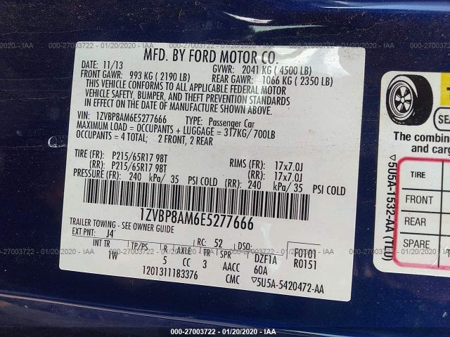 1ZVBP8AM6E5277666 - 2014 FORD MUSTANG  Blue photo 9