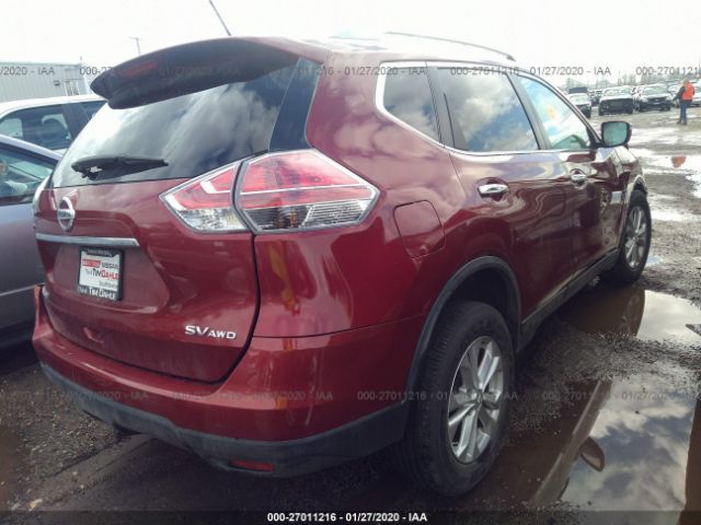 5N1AT2MK9FC760269 - 2015 NISSAN ROGUE S/SL/SV Red photo 4