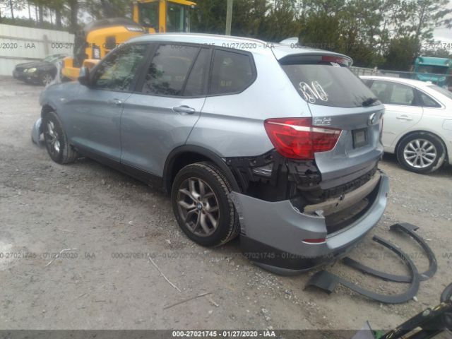 5UXWX7C50BL734563 - 2011 BMW X3 XDRIVE35I Blue photo 3