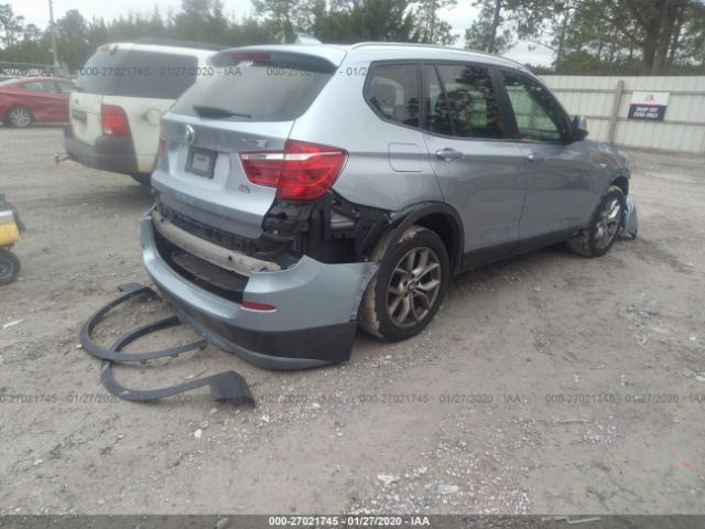 5UXWX7C50BL734563 - 2011 BMW X3 XDRIVE35I Blue photo 4