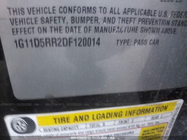 1G11D5RR2DF120014 - 2013 CHEVROLET MALIBU 1LT 黑色 照片 9