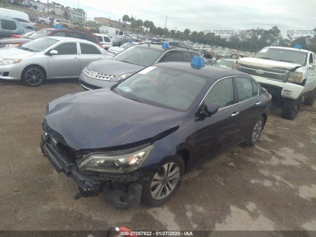 1HGCR2F37EA006610 - 2014 HONDA ACCORD LX Blue photo 2