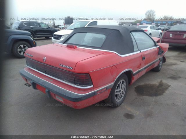 1C3XJ55E3JG436030 - 1988 CHRYSLER LEBARON PREMIUM Red photo 4