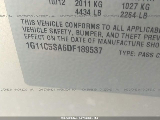 1G11C5SA6DF189537 - 2013 CHEVROLET MALIBU 1LT 米色 照片 9