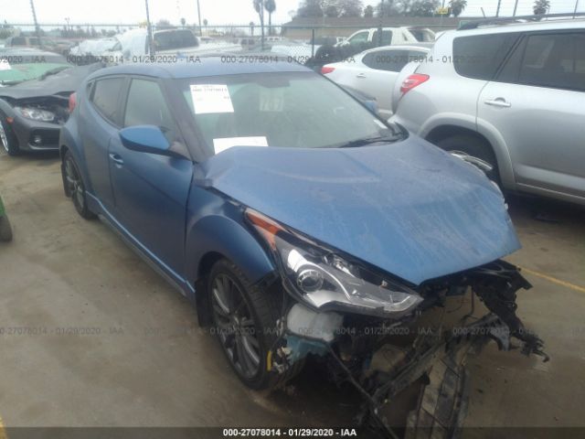 KMHTC6AE5GU252620 - 2016 HYUNDAI VELOSTER TURBO Blue photo 1