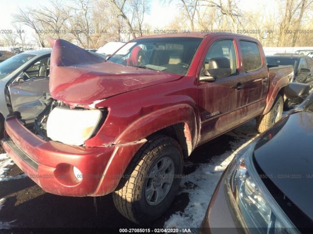 5TELU42N85Z066935 - 2005 TOYOTA TACOMA DOUBLE CAB Red photo 2