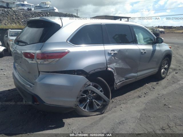 5TDZKRFH8GS147547 - 2016 TOYOTA HIGHLANDER LE/LE PLUS Silver photo 4