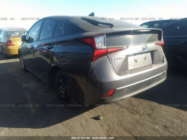 JTDKARFU2K3093643 - 2019 TOYOTA PRIUS  Gray photo 3