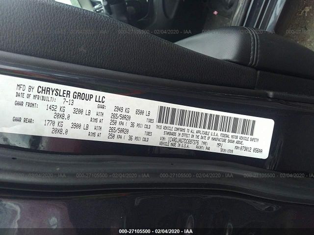 1C4RDJAG7DC697376 - 2013 DODGE DURANGO SXT Gray photo 9