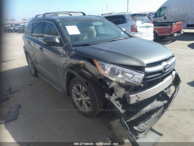 5TDKKRFH5ES025453 - 2014 TOYOTA HIGHLANDER XLE Gray photo 1