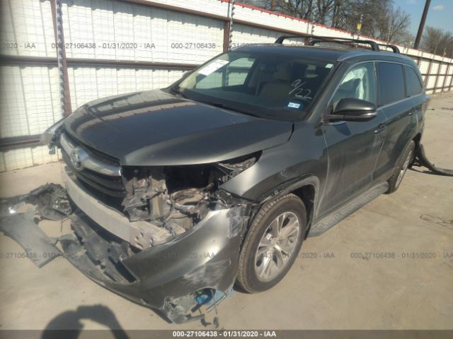 5TDKKRFH5ES025453 - 2014 TOYOTA HIGHLANDER XLE Gray photo 2