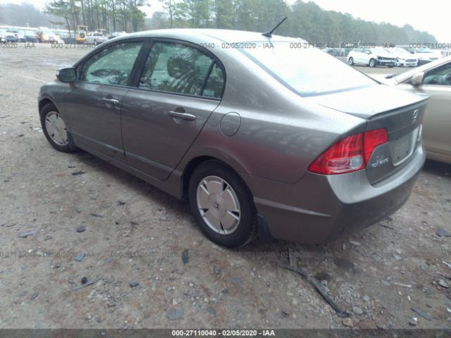 JHMFA36208S029286 - 2008 HONDA CIVIC HYBRID Brown photo 3