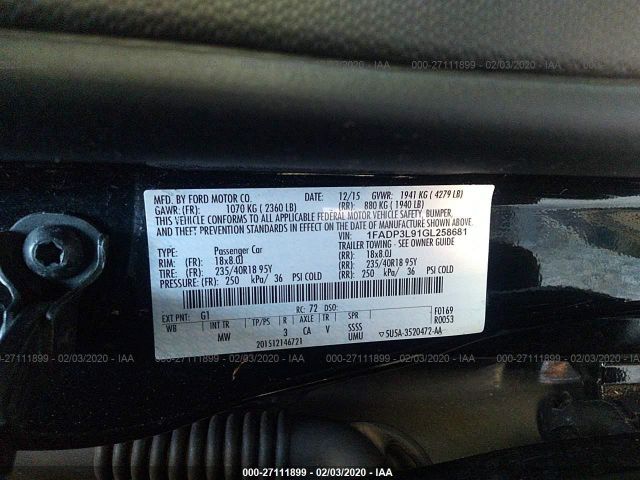 1FADP3L91GL258681 - 2016 FORD FOCUS ST Black photo 9