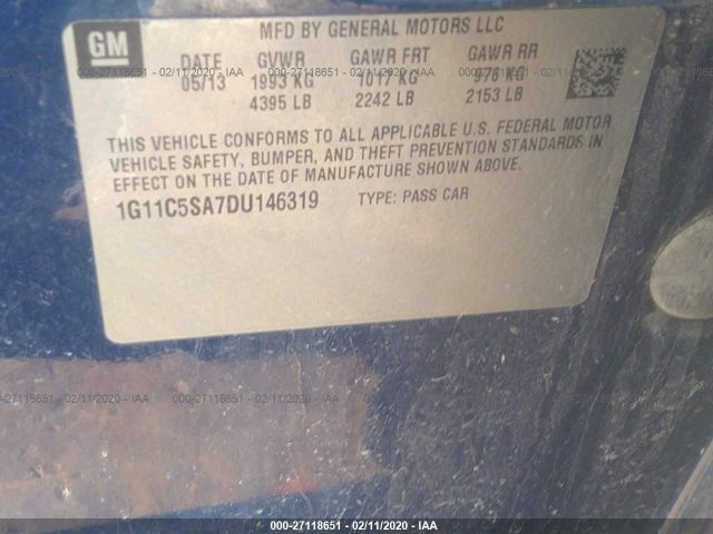 1G11C5SA7DU146319 - 2013 CHEVROLET MALIBU 1LT 蓝色 照片 9