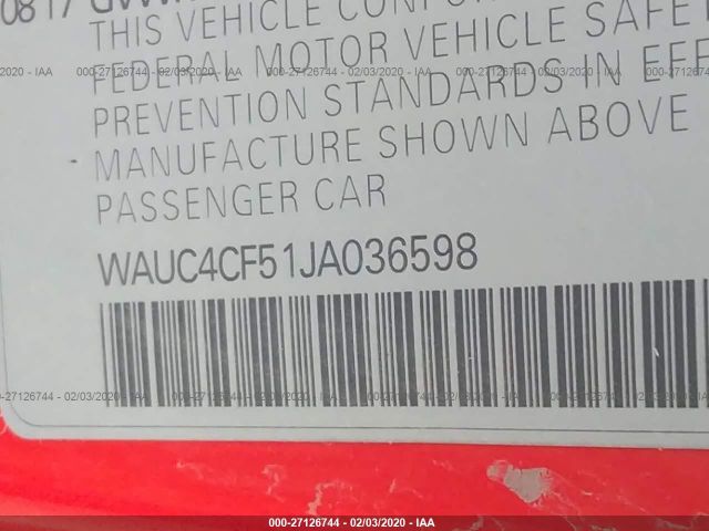 WAUC4CF51JA036598 - 2018 AUDI S5 PRESTIGE Red photo 9