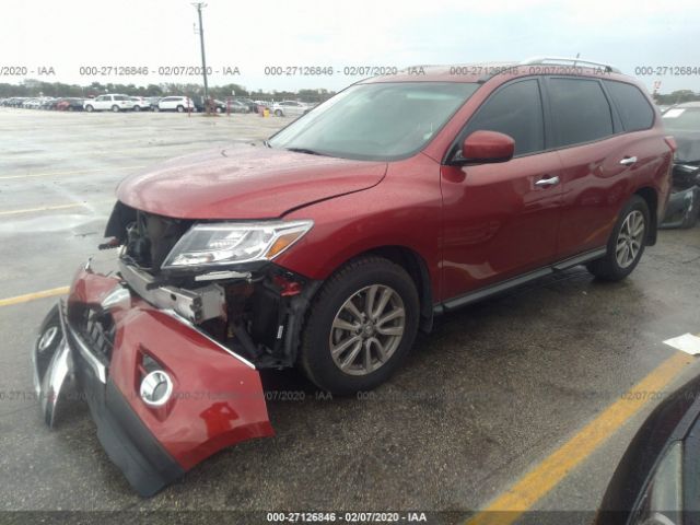 5N1AR2MN6FC721373 - 2015 NISSAN PATHFINDER S/SV/SL/PLATINUM Red photo 2