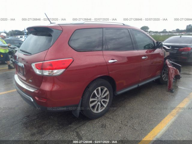 5N1AR2MN6FC721373 - 2015 NISSAN PATHFINDER S/SV/SL/PLATINUM Red photo 4