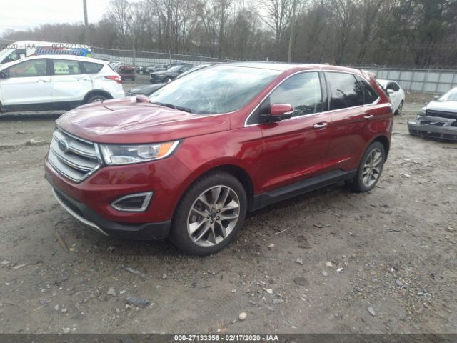 2FMPK4K99GBB15454 - 2016 FORD EDGE TITANIUM Red photo 2