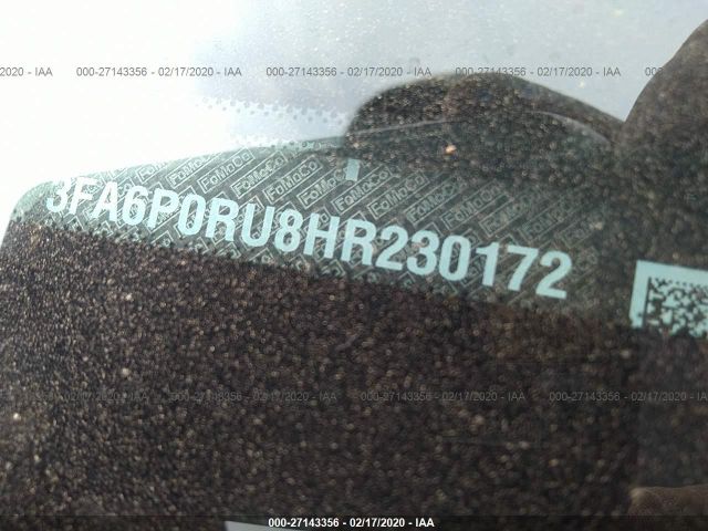 3FA6P0RU8HR230172 - 2017 FORD FUSION TITANIUM HEV Black photo 9