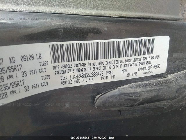 1J4HR48N55C689470 - 2005 JEEP GRAND CHEROKEE LAREDO/COLUMBIA/FREEDOM 黑色 照片 9