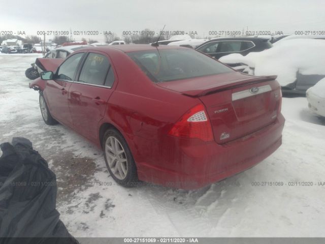 3FAHP0CG6CR288933 - 2012 FORD FUSION SEL Red photo 3