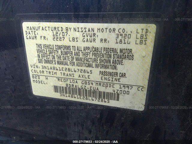 3N1AB61E28L672865 - 2008 NISSAN SENTRA 2.0/2.0S/2.0SL Navy photo 9