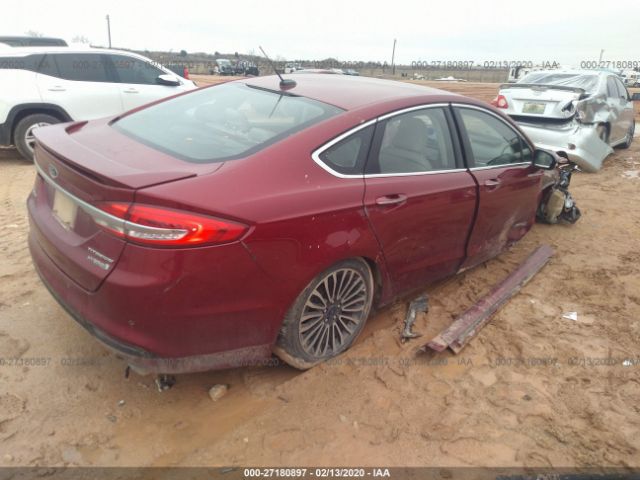 3FA6P0RUXHR388528 - 2017 FORD FUSION TITANIUM HEV Burgundy photo 4