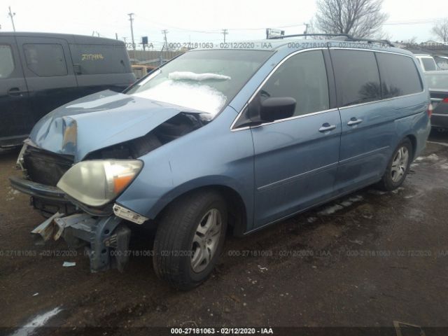 5FNRL38725B115483 - 2005 HONDA ODYSSEY EXL Blue photo 2